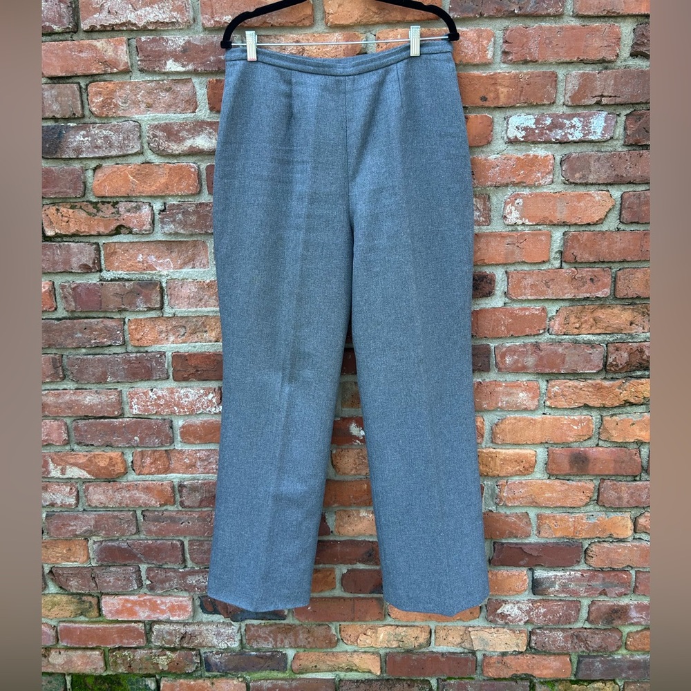 Le Suit VTG Women’s Gray Herringbone Lined Dress Pants Size Zip Wide Leg Size 14